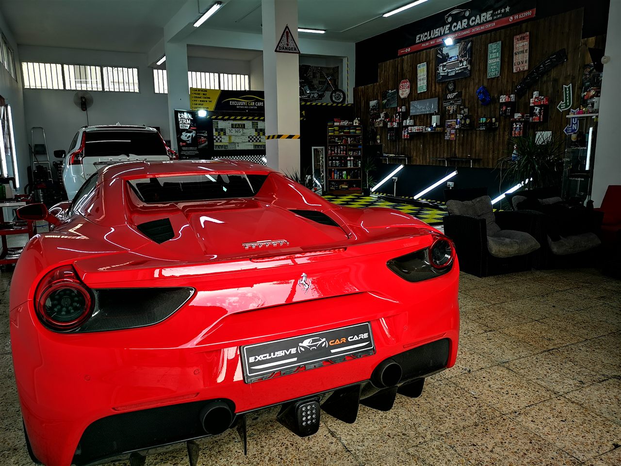 Red Ferrari 488 Spider detailed at Exclusive Car Care Limassol