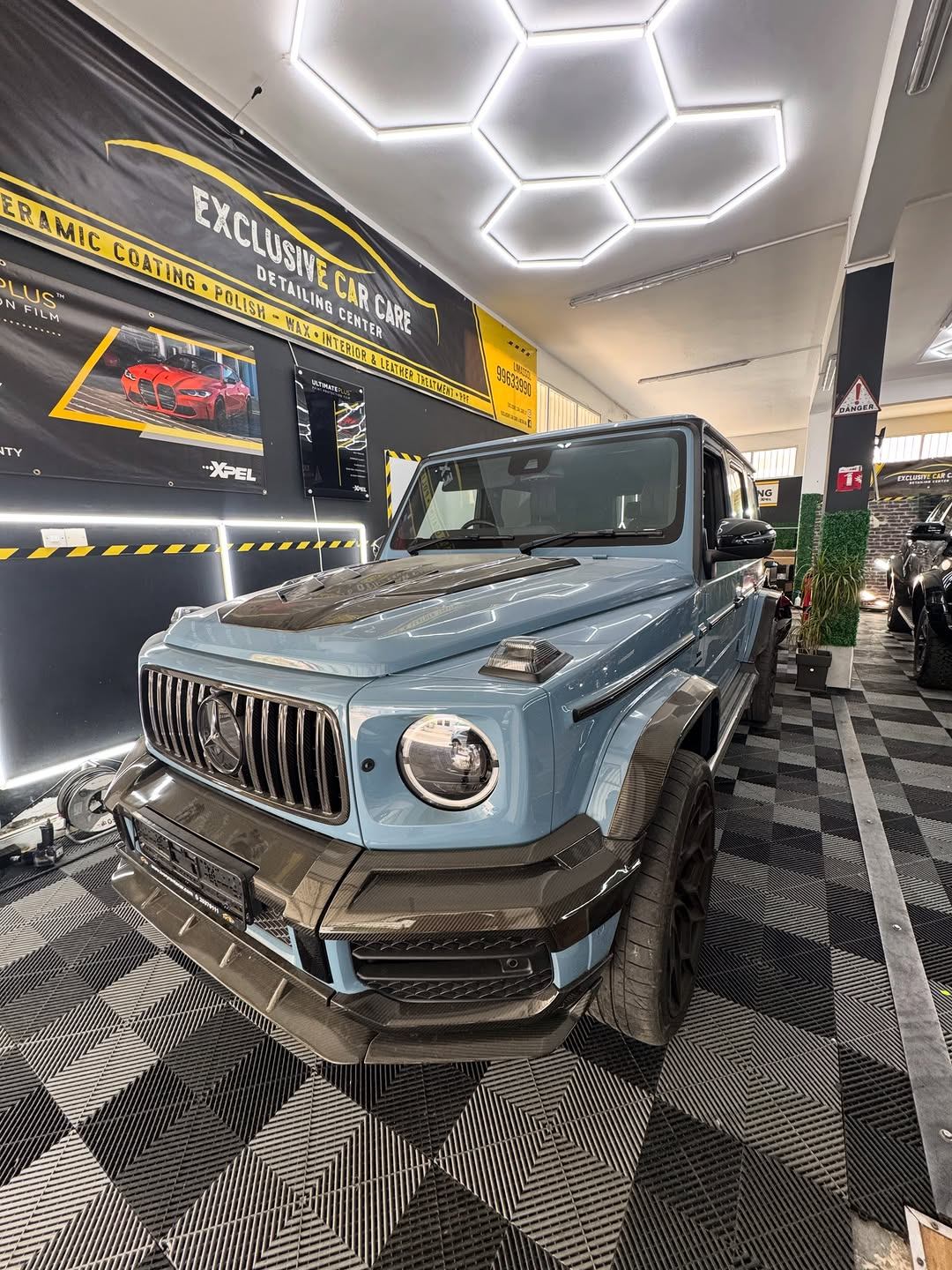 Blue Mercedes-AMG G63 with ceramic coating in Limassol